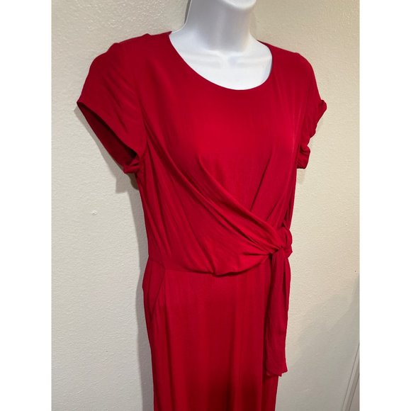 Anthropologie Maeve size 6 Red Wide-Leg Tie Front Jumpsuit - Picture 7 of 13